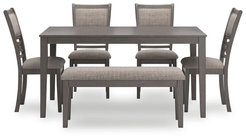 Wrenning - Dining Room Table Set (Set of 6) - Gray - R&R Furniture Gallery (Fountain Valley, CA)
