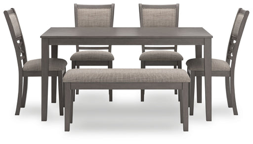 Wrenning - Dining Room Table Set (Set of 6) - Gray - R&R Furniture Gallery (Fountain Valley, CA)