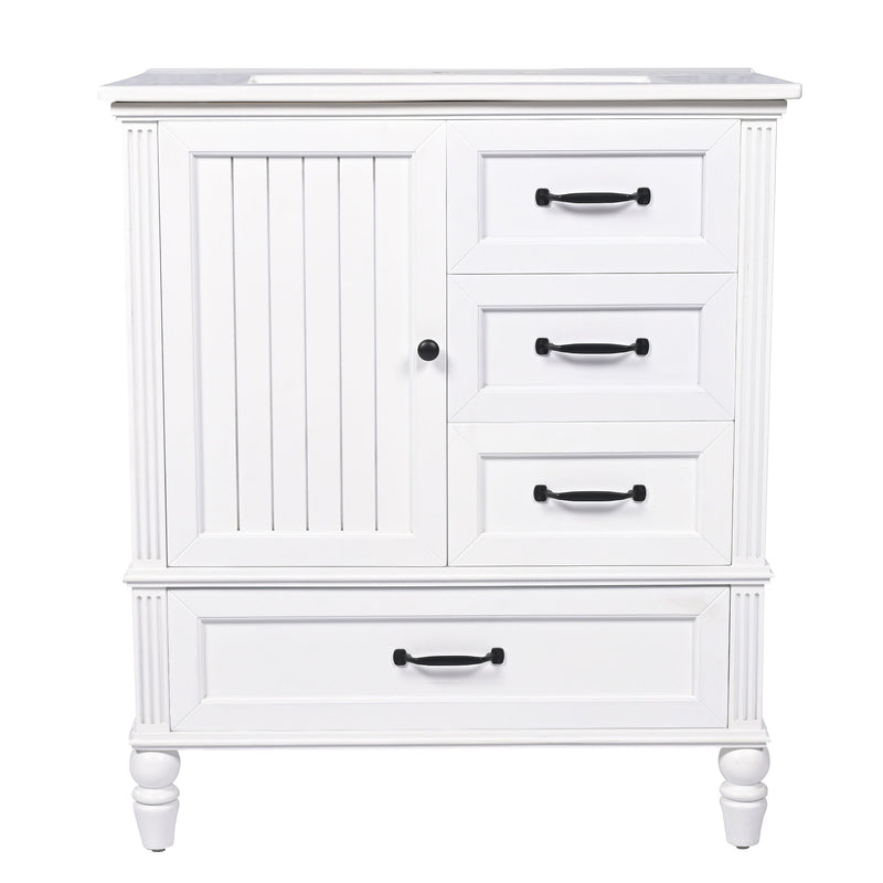 30" Bathroom Vanity With Sink, 3 Drawers, Adjustable Feet - R&R Furniture Gallery (Fountain Valley, CA)