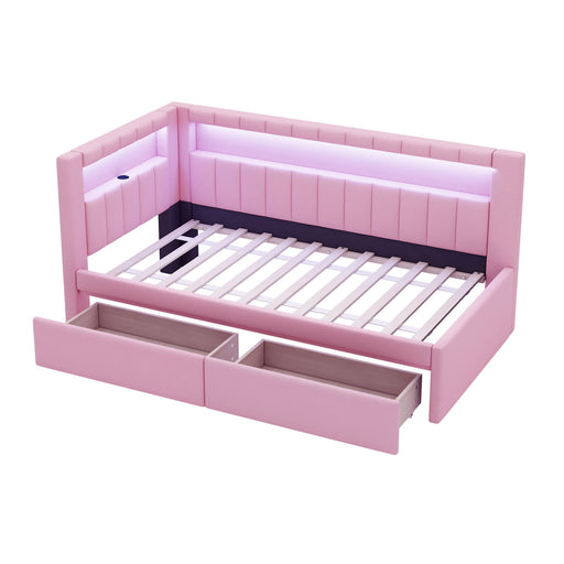 Upholstered Platform Bed With USB Ports And LED Belt - R&R Furniture Gallery (Fountain Valley, CA)