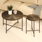 Coffee And End Table Set Waterproof Cover, Distressed Cylindrical Design, Legs Classic Rustic Charm (Set of 2) - R&R Furniture Gallery (Fountain Valley, CA)