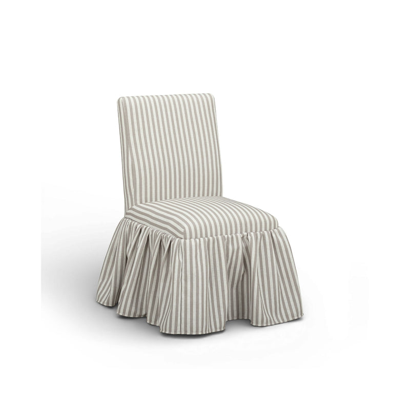 TOV Furniture Gertrude striped linen side dining chair with wooden legs, stylish and comfortable seating for dining rooms