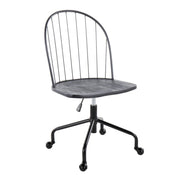Black Riley Farmhouse adjustable high back office desk chair by Lumi Source, featuring a sturdy wooden frame and ergonomic design.