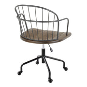 Lumi Source Riley farmhouse adjustable office chair with wooden finish and cushioned seat, ideal for modern home office desks.
