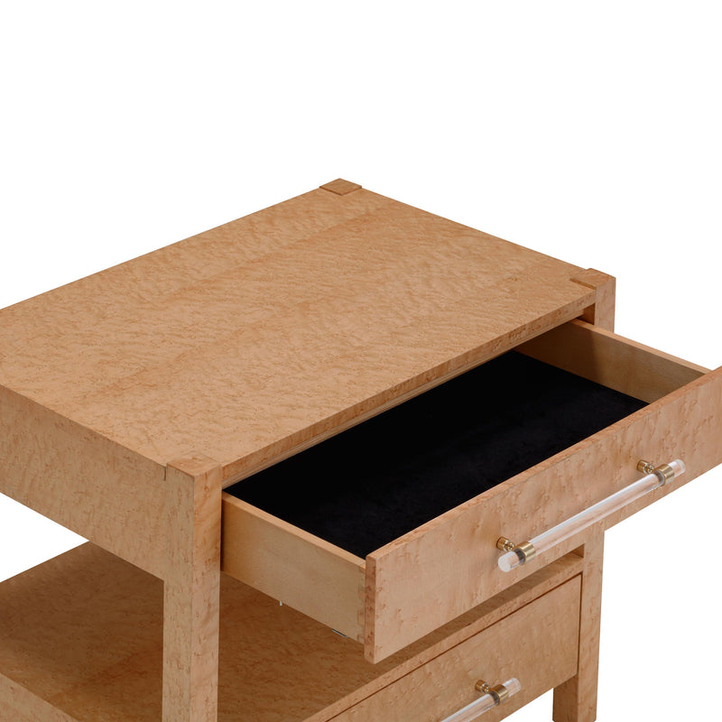 Brandyss - Birdseye Maple 2-Drawer Nightstand - Light Brown - R&R Furniture Gallery (Fountain Valley, CA)