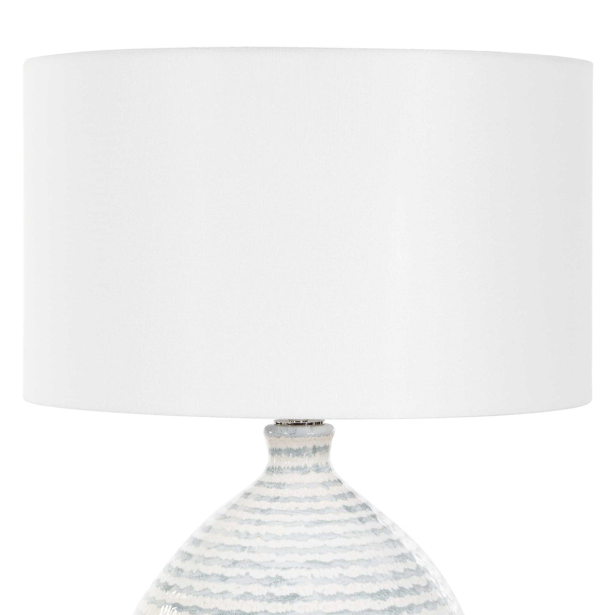 Clary - Horizontally Striped Table Lamp - Gray / White