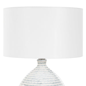 Clary - Horizontally Striped Table Lamp - Gray / White