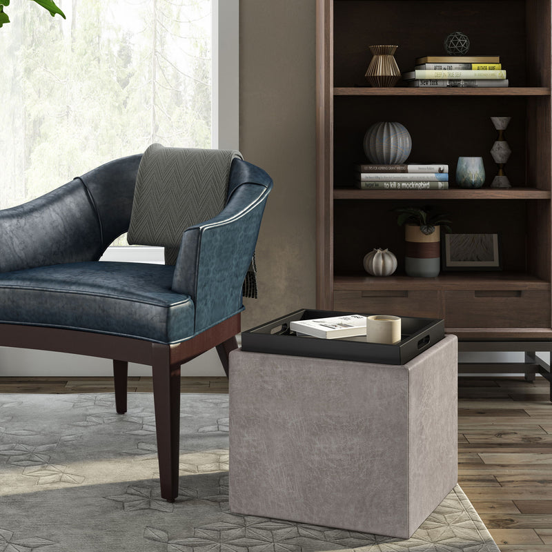 Rockwood - Upholstered Cube Storage Ottoman With Tray - R&R Furniture Gallery (Fountain Valley, CA)