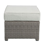 Salena - Patio Sofa With 2 Pillows & Ottoman - Beige Fabric & Gray Wicker - R&R Furniture Gallery (Fountain Valley, CA)