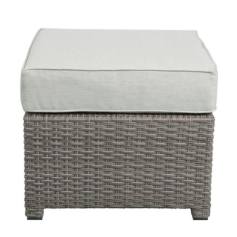 Salena - Patio Sofa With 2 Pillows & Ottoman - Beige Fabric & Gray Wicker - R&R Furniture Gallery (Fountain Valley, CA)