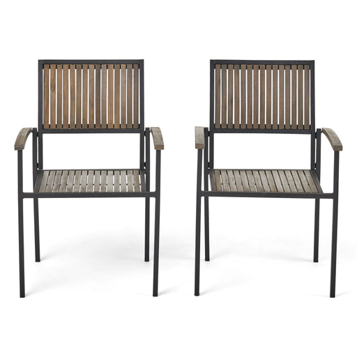 Vermilion - Outdoor Dining Chair With Vertical Slat And Wooden Arm - R&R Furniture Gallery (Fountain Valley, CA)
