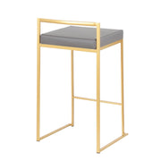 Lumi Source Fuji contemporary glam counter stool set of 2 with sleek design and padded seats, ideal for modern kitchen or bar areas.