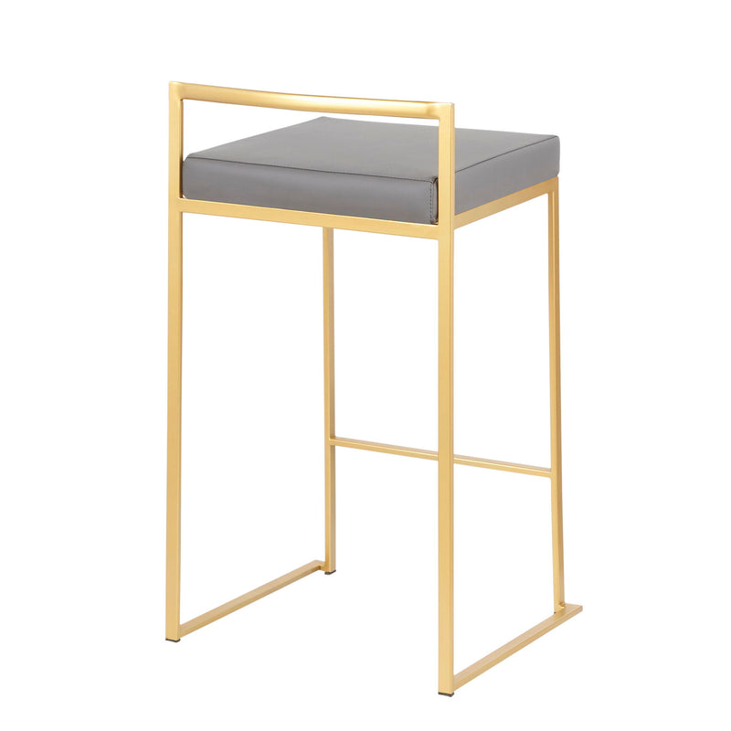 Lumi Source Fuji contemporary glam counter stool set of 2 with sleek design and padded seats, ideal for modern kitchen or bar areas.