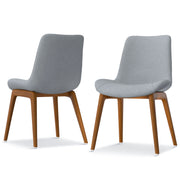 Pair of Simpli-Home Loretta upholstered dining chairs with padded seats and high backs, set of two in a modern design.