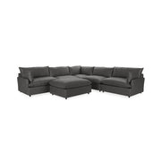 Classic Home Caplan 6-piece modular sectional with ottoman, modern 2-piece living room set, featuring plush cushions and versatile seating.