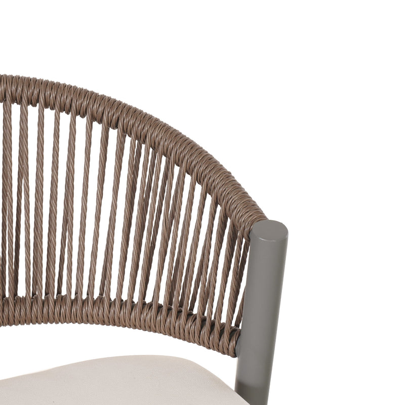 Outdoor Bar Height Metal Frame Counter Stools With Scallop Shaped Backrest & Water Resistant Cushions - R&R Furniture Gallery (Fountain Valley, CA)