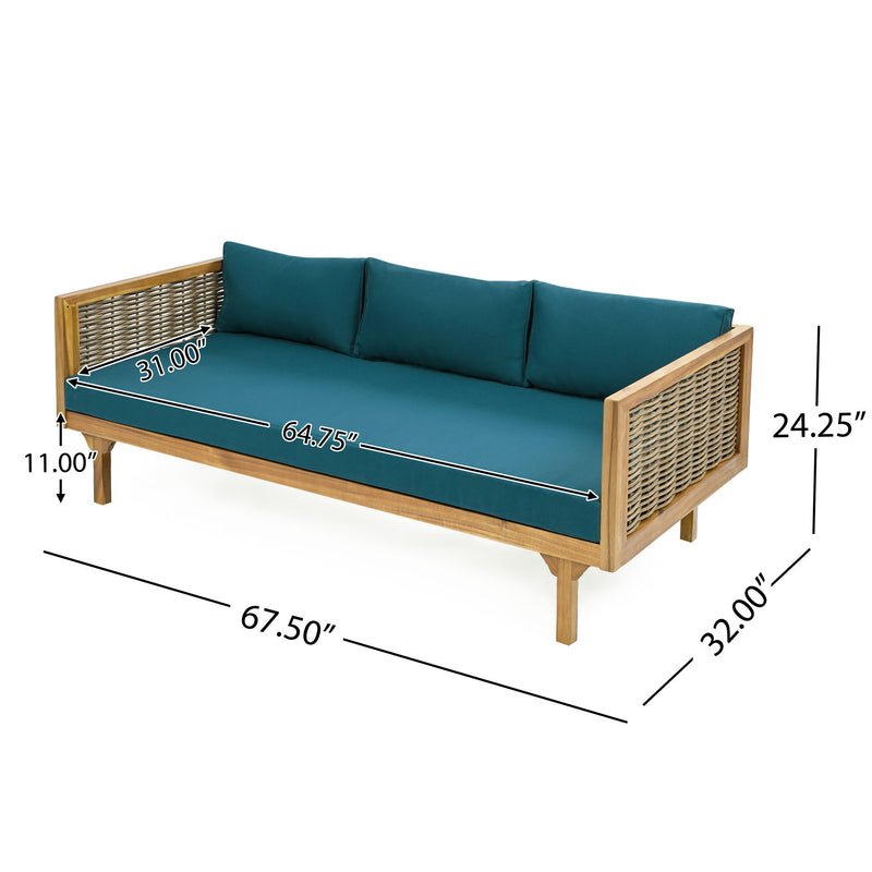 Claremont - 3 Seater Daybed Teak Acacia Wood Water Resistant Cushions - R&R Furniture Gallery (Fountain Valley, CA)