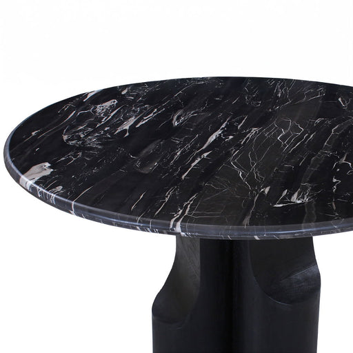 Kinton - Round Dining Table With Natural Marble Top - Black - R&R Furniture Gallery (Fountain Valley, CA)