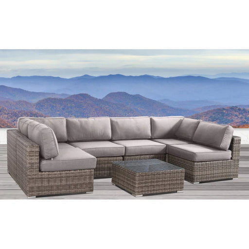 6 Person Wicker Seating Group With Premium Cushions - Gray Mix - R&R Furniture Gallery (Fountain Valley, CA)