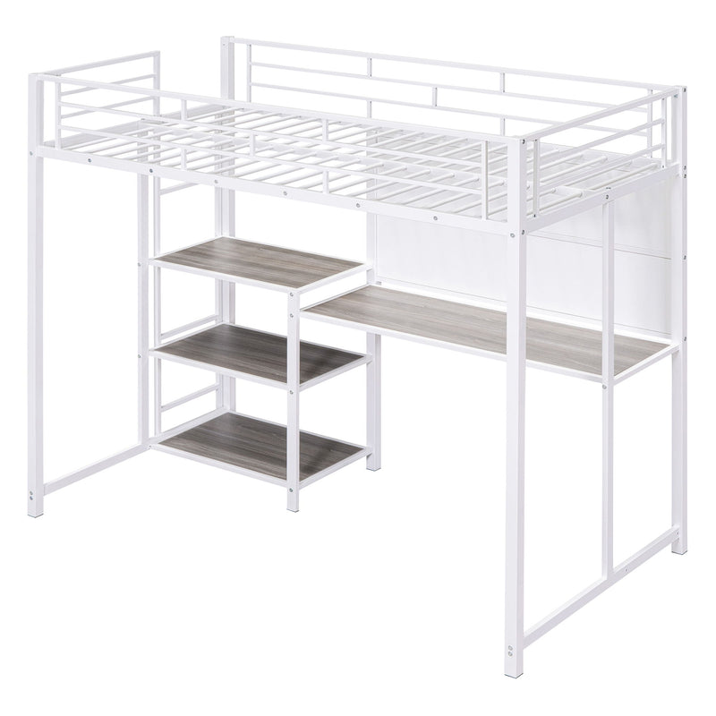 Metal Loft Bed With Desk, 3 Shelves And Ladder - R&R Furniture Gallery (Fountain Valley, CA)