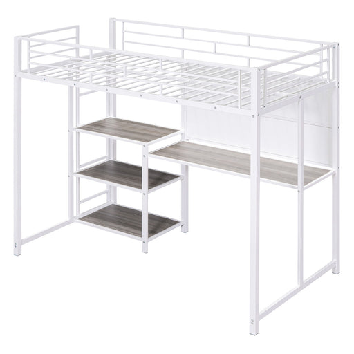 Metal Loft Bed With Desk, 3 Shelves And Ladder - R&R Furniture Gallery (Fountain Valley, CA)