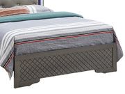 Upholstered bed with LED light accents on headboard, featuring plush fabric and modern design from Glory Furniture.