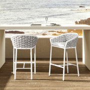 Rowan - Rope Barrel Low Back Patio Counter Stool (Set of 2) - Optic White - R&R Furniture Gallery (Fountain Valley, CA)