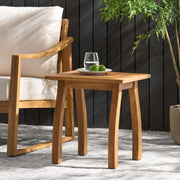 Noble House Kinesis outdoor side table with slatted top and wood frame, ideal for patio or garden seating areas.