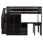 Loft Bed With Stairs, Bookshelf, Drawers, Desk & Wardrobe, Space Saving Multifunctional Furniture - R&R Furniture Gallery (Fountain Valley, CA)