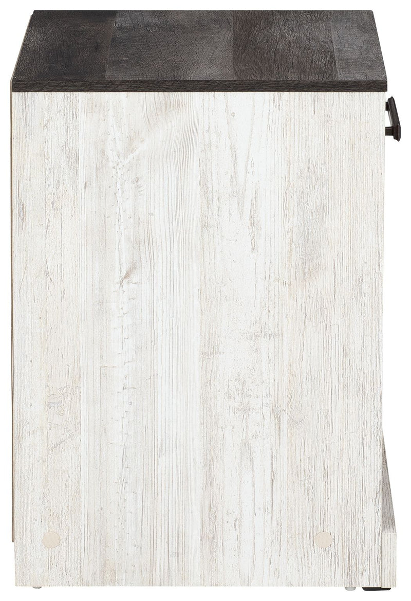 Shawburn - One Drawer Night Stand - Open Cubby - White / Black / Gray - R&R Furniture Gallery (Fountain Valley, CA)