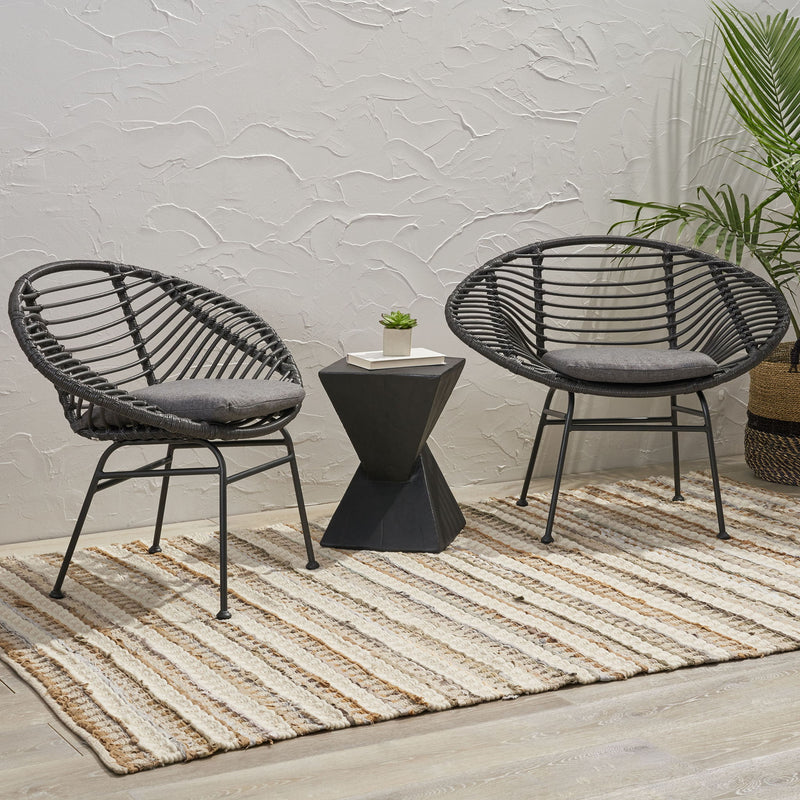 Cordella - Outdoor Woven Wicker Chairs With Cushions, (Set of 2) - R&R Furniture Gallery (Fountain Valley, CA)