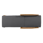 Noble House Jason chaise lounge with adjustable backrest in acacia wood for outdoor seating and relaxation.