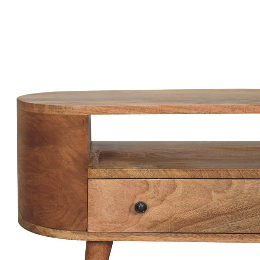 Modern Mini Rounded Entertainment Unit - Oak - R&R Furniture Gallery (Fountain Valley, CA)