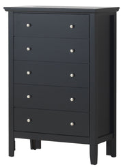 Glory Furniture Primo accent chest with a sleek wooden finish and modern design, featuring four drawers and metal handles.