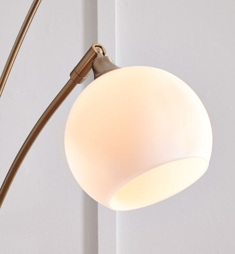 Taliya - Metal Arc Lamp  - Champagne / White - R&R Furniture Gallery (Fountain Valley, CA)
