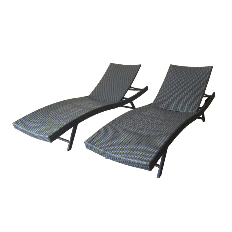 Wicker Chaise With Adjustable Reclining Seats (Set of 2) - Gray - R&R Furniture Gallery (Fountain Valley, CA)