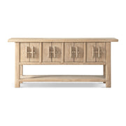 Jennifer Taylor Home Rowan sideboard with natural finish and lower shelf, showcasing modern storage furniture design.