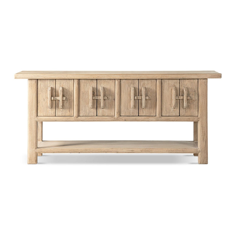 Jennifer Taylor Home Rowan sideboard with natural finish and lower shelf, showcasing modern storage furniture design.