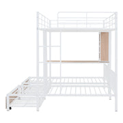 Triple Bunk Bed With Drawers, Multi-Functional Frame With Desks And Shelves In The Middle - R&R Furniture Gallery (Fountain Valley, CA)