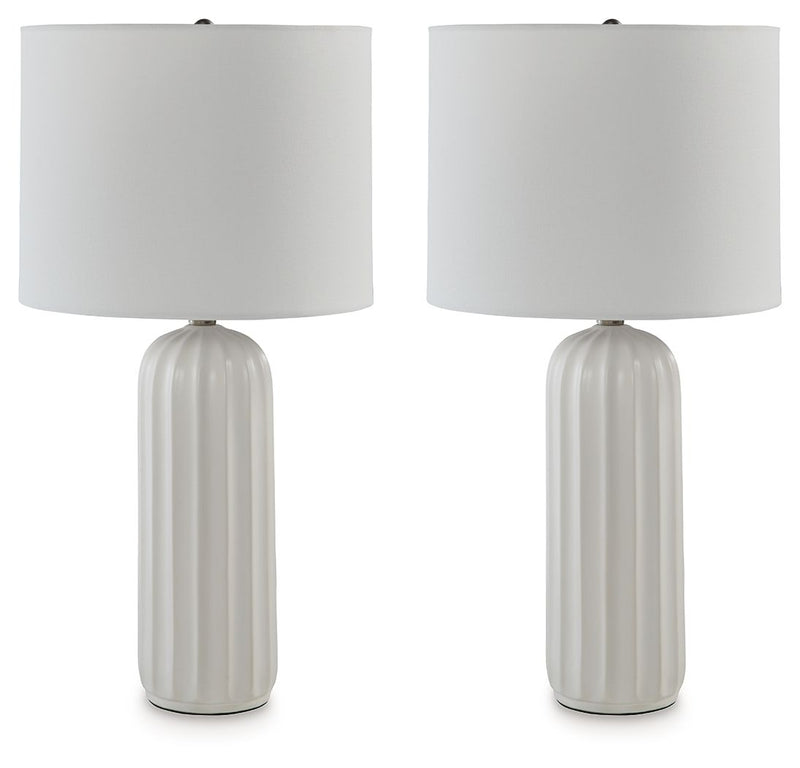 Clarkland - Ceramic Table Lamp (Set of 2) - White - R&R Furniture Gallery (Fountain Valley, CA)