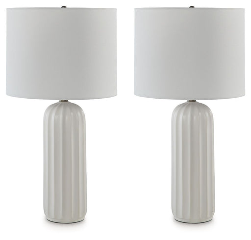 Clarkland - Ceramic Table Lamp (Set of 2) - White - R&R Furniture Gallery (Fountain Valley, CA)
