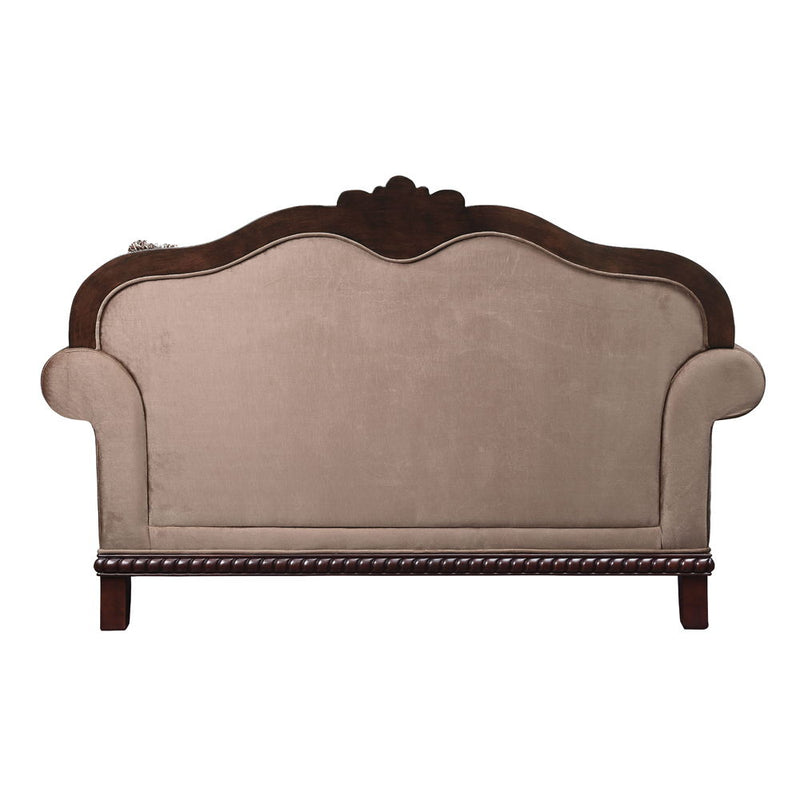 Chateau De Ville - Loveseat With 3 Pillows (Same Lv01589) - Fabric & Espresso - R&R Furniture Gallery (Fountain Valley, CA)