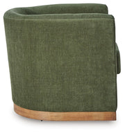 Forest green Jersonlow swivel chair by Signature Design by Ashley® with a cushioned seat and rolling base.