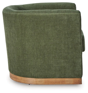 Forest green Jersonlow swivel chair by Signature Design by Ashley® with a cushioned seat and rolling base.