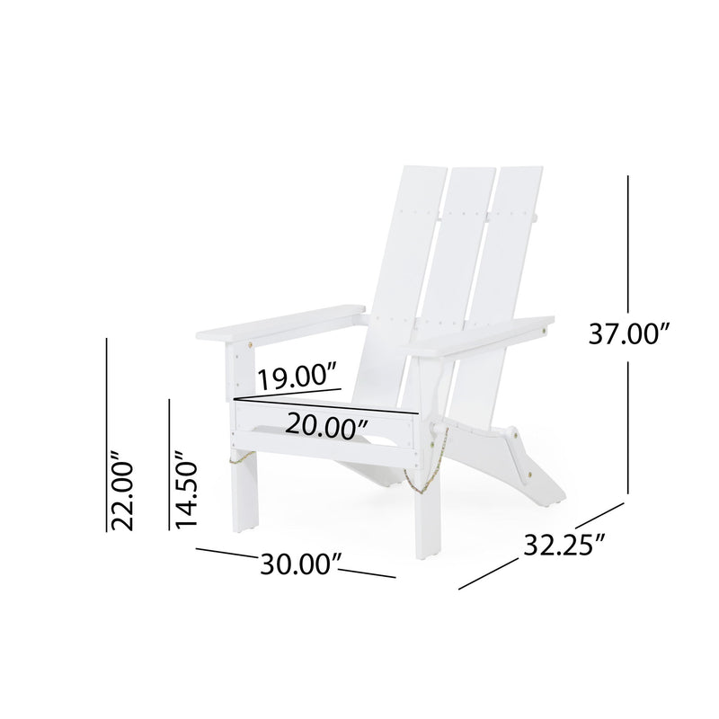 Noble House Aurascape outdoor foldable Adirondack arm chair in green, featuring a comfortable slatted design for outdoor relaxation
