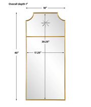 Tall brass wall mirror with sleek frame from Uttermost's Caddington collection, designed for elegant wall decor.