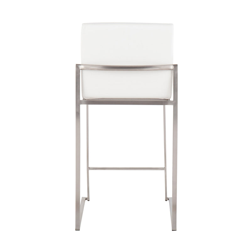 Lumi Source Fuji contemporary high back counter stool with sleek design, wooden legs, and cushioned seat for modern kitchen seating.