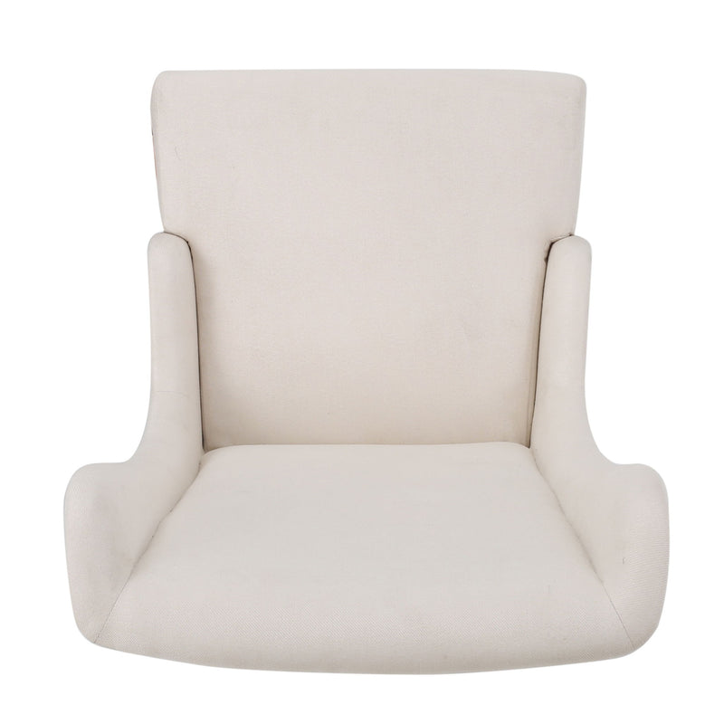 Set of two Noble House upholstered dining chairs with high backs and birch wood legs, showcasing elegant, cushioned seating.