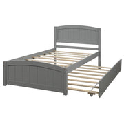 DreamHaus platform bed with matching headboard, footboard, and wood slat support, showcasing a modern bedroom setup.