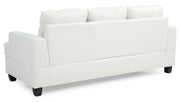Glory Furniture Sandridge stationary sofa with plush cushions and neutral fabric upholstery, ideal for living room seating.